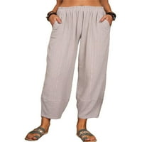 Ženska posteljina harem pantalona Capri hlače široka noga elastična struka obrezane pantalone labave