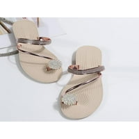Tenmi ženske flip flip flip ljetne ravne sandale rhinestone modne papuče udobne tange sandale dame protiv klizača stilski slajdovi ružičasti zlato 6,5