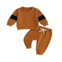 Bagilaanoe Newborn Baby Boy duge hlače Postavite kontrastnu boju dukseri dugih rukava, pulover + vučni
