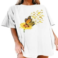 Bomotoo dame modni ljetni vrhovi dugina suncokret majica na plaži labav cvjetni ispis majica