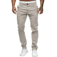 Frehsky muške hlače Muška moda casual na sredini struk tanka pant Solid džep pune dužine pantalone Khaki