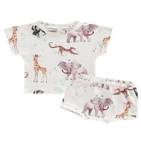 Voguele Girls Hotsores setovi životinjski tisak ljetne odjeće majice kratkih rukava + hlače na zabavi