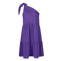 HHEI_K Maxi haljina Ženske ljetne haljine modni stil pune boje casual s ramena haljine
