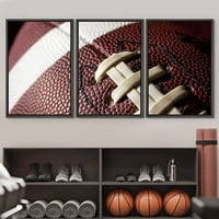 Zid uokviren platno Ispis Wall Art Set Closep Detalji o fudbalskoj šivanju Sportski sportaši Fotografija