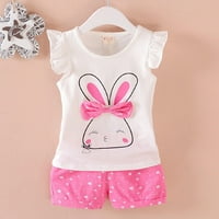 TODDLER Outfits Rabbit Print Short Bow Set Dot Casual Flyne rukave za baby Boys Ljetna odjeća Površina