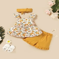 Bear Toddler Baby Girls Hotsas Outfits 3T Djevojke Proljeće Ljetna odjeća Slatki cvjetni element Boweless