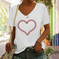 Ženske majice, ljetni vrhovi za žene Slatko srce Print Majica V izrez TEE majice Dressy Casual Thirt