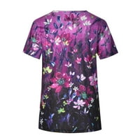 Duks za žene Labavi modni ljetni V izrez Kratki rukav Ispis Ležerne prilike majica Bluza Work Purple