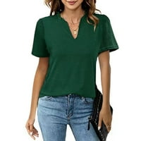 Gotyou ženske ležerne majice kratki rukav modni V izrez Soild vrhovi majice TEE tamno zelena 2xl