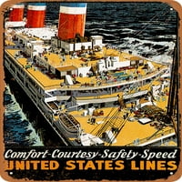 Metalni znak - Sjedinjene Američke Države Ocean Travel - Vintage Rusty Look