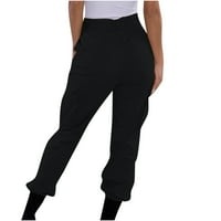 Ženske hlače Ljeto Jogger Tipke tasteri džepa u boji elastični struk Udobne ravne pantalone