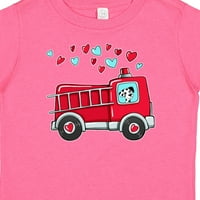 Inktastični valentinski vatrogasno vozilo sa slatkim dalmatinskim i srcima poklon dječje majice ili