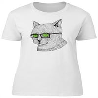 Mačka u pametnim staklom zelene očima tee ženske -image od shutterstock