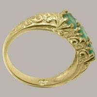Britanci napravio je 10k žuto zlato originalno prirodno smaragdno ženski prsten izjave - Veličina -