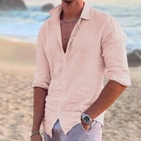Muška majica Grafički dizajn Pamučna posteljina Čvrsta i visoka labava odvojila košulje na plaži s dugim