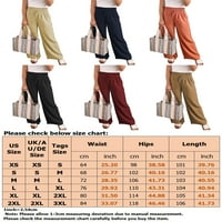 Prednje ljetne casual pantalone za žene visoke boje pune boje ravne pantalone labave hlače široke noge
