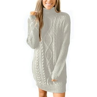 Obične pletene duge džempere Žene solidne boje dugih rukava Turtleneck Pulover Lagani labavi labavi