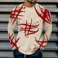 Muška majica crvena tiskana s dugim rukavima CATCHT TOP T majice za muškarce