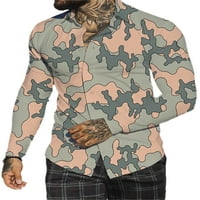 GLONME 3D digitalni tiskani vrhovi za muškarce Casual Party bluza Slim Fit Gumb Down Tunic Majica Style-G
