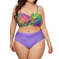Ženski plus veličina kupaći kostimi gradijentskih kupaćih kostima Ruched visoka struka odjeća za plažu