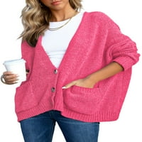 Chenille džemper kardigani za žene Dolman s dugim rukavima otvoreni prednji kardigan džemperi duboki