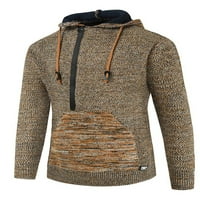 Muški hipi Pola zip dugih rukava pulover kapuljača s kapuljačom zimski džepovi džemper Jumper TOP CAMEL