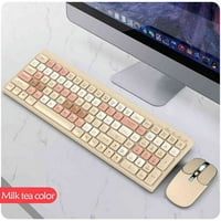 Urbana punjiva bežična tastatura i miš, kvenstvo za čaj od mleka pune veličine 2. GHZ & Bluetooth šarene