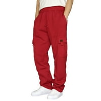 Sehao mužjak fitness trkački pantalona za crtanje labavog struka Čvrsta džepa u boji labavi runo crvena