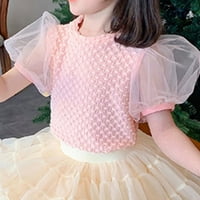 Djevojke Pure Color Bubble rukav s majicama Ljeto Nova dječja modna šivarna pređa Kratki rukav Top veličine