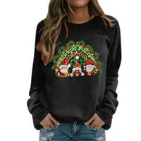 Modna majica Ediodpoh za žene sretan božićni print o vrat duks okruglog vrata Fit fit pulover vrhovi