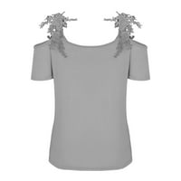 Mrat Fashion Womenska ljetna majica za žene s kratkim rukavima s kratkim rukavima s kratkim rukavima