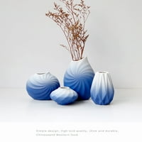 Plavi i bijeli gradijent mat keramički vaza, keramički rukotvorinski ukrasi, mediteranski stil ukras za uređenje doma vaza za policu za knjige, stol, kamin, spavaća soba, dnevni boravak, stol, ured