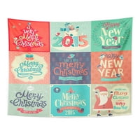 Nacrtane božićne etikete Embleisovi ručni godišnji tekst Sretan vintage zid vješanje tapiserija Kućni