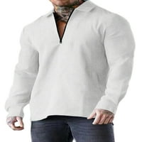 Niuer muns tops s dugim rukavima polo majica reverl vrat bluza casual t majice patentni zatvarač Tee bijeli l