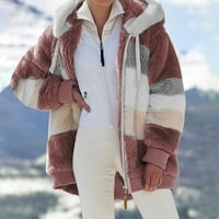 Simplmasygeni jakne za žene zazorske kapute dame zimska kapuljača gornja labava dugim rukavima plišani kaput sa patentnim zatvaračem