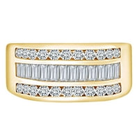 Očev dan poklon 2. Carat baguette i okrugli bijeli prirodni dijamantski ručni prsten za muškarce u 14K čvrsti žuto zlatni prsten veličine-11