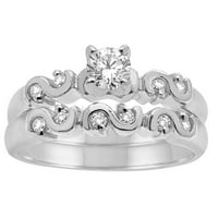 Carat Diamond Bridal Set Swirl zaručnički prsten u 10k čvrsto bijelo i žuto zlato