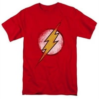 Trevco JLA uništeni flash logotip s kratkim rukavima za odrasle sa 18-tee - Crvena - velika