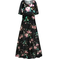 Plus size Žene Strechy okrugli izrez sa haljinom kratkih rukava Rosalinda cvjetni ispis Line elegantna