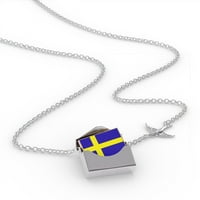 Ogrlica s bloketom švedska zastava u srebrnom kovertu Neonblond