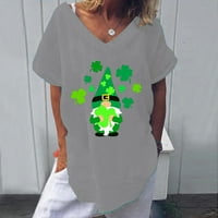 Žene Casual V izrez St Patrick Slatka grafička majica Majica kratkih rukava TOP bluza Bejzbol tees Dame