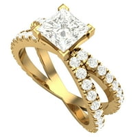 Princess Cut Diamond Angažman prstenovi 14k Gold Split Slip Stil Cross Shank 1. CT TW 14K Zlato