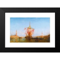 éli ziem crni modernog uokvirenog muzeja Art Print pod nazivom - Paviise brod na slivu, Venecija