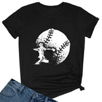 Ženski bejzbol print o vrat bluza s kratkim rukavima na vrhu majica