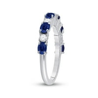 10k bijeli zlatni ovalni plavi safir dijamantni alternativni prsten 1- cttw
