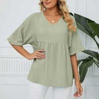 Odeerbi ljetni casual elegantni vrhovi za žene modni tipke kratkih rukava majica Udobna bluza u boji