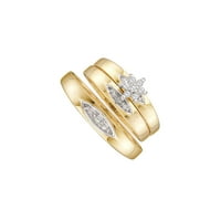10kt žuto zlato Njegov je njen okrugli dijamantski klaster podudaranje mladenke Bridal Wedding prsten
