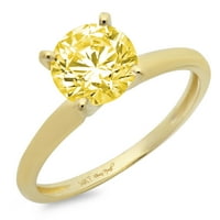 0,5CT Okrugli rez žuti simulirani dijamant 14k žuto zlato graviranje Izjava godišnjica Angažovanje vjenčanog pasijansa Veličina prstena 4,5