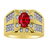 * Rylos Classic Starburst Dizajn sa okruglim crvenim rubinim i dijamantnim prstenom - jul Rođenje * 14k žuto zlato