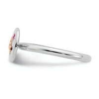 Čvrsta srebrna srebrna stackalica 14K ružičasta ružičasta ružičasta prstena za vječnost Veličina 8